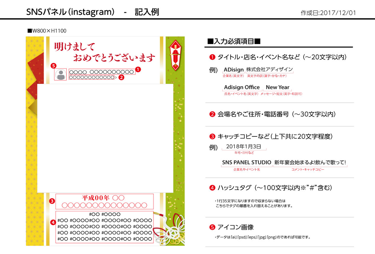 SNSパネル記入例