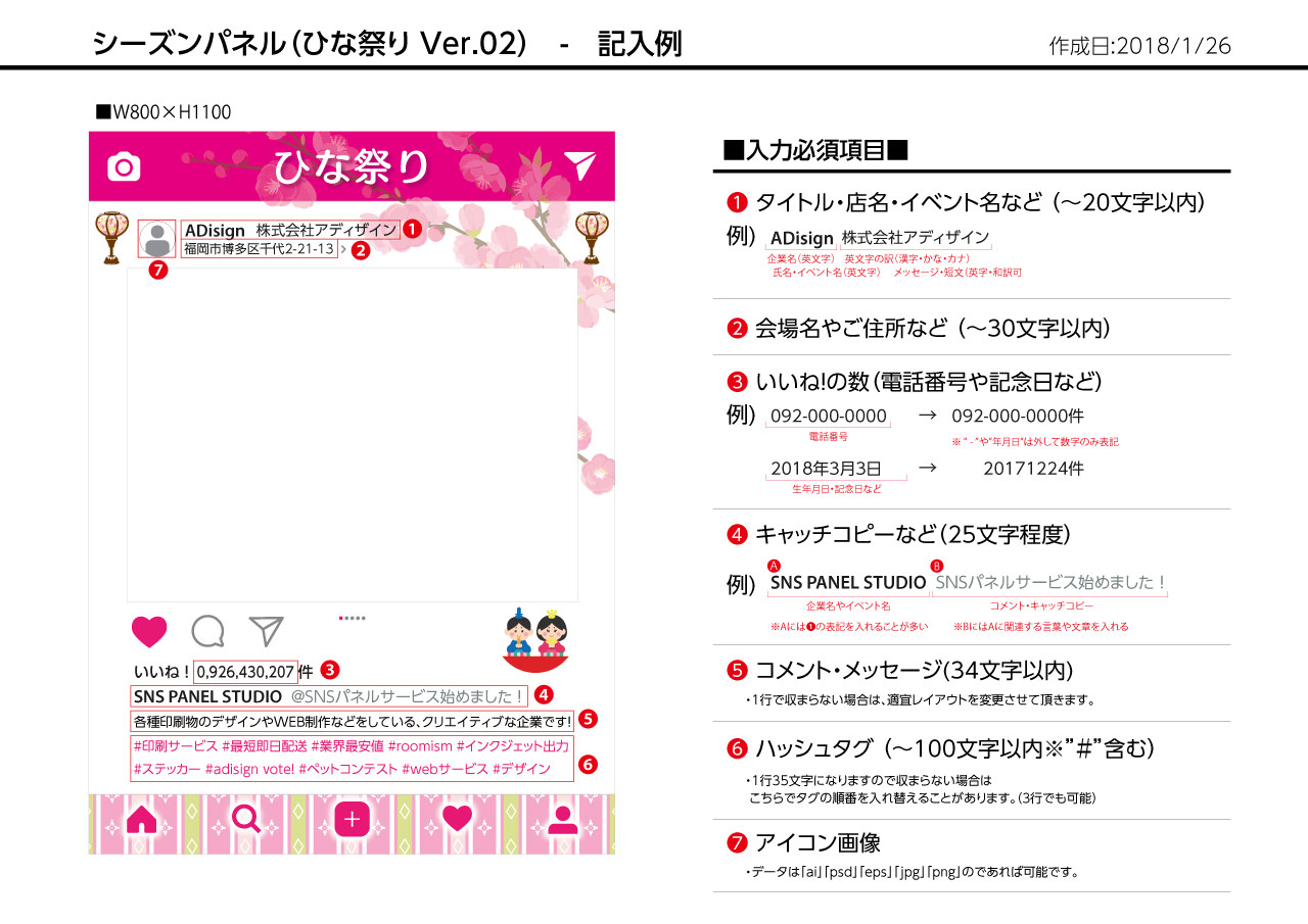 SNSパネル記入例