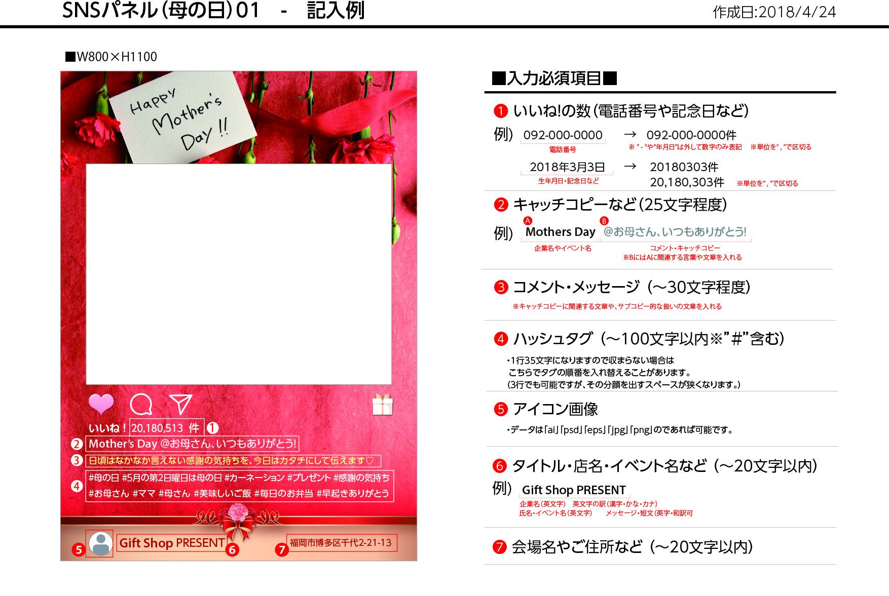SNSパネル記入例